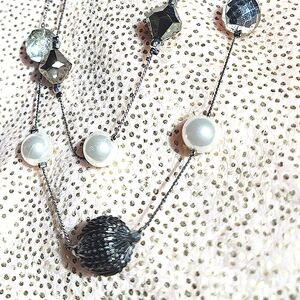 Vintage Faux Pearl Multi Strand Beaded Necklace